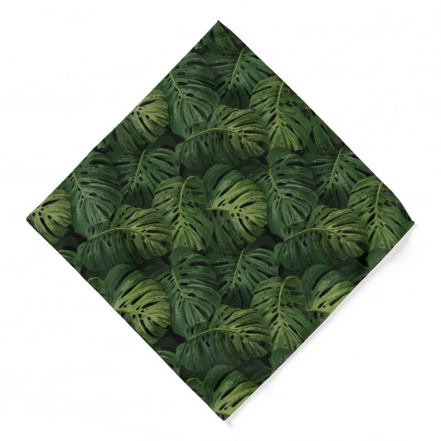 Monstera Leaf Tropical Pattern Bandana (Front)