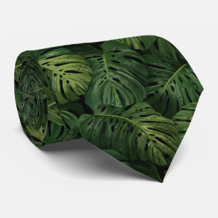 Monstera Leaf Tropical Pattern Neck Tie
