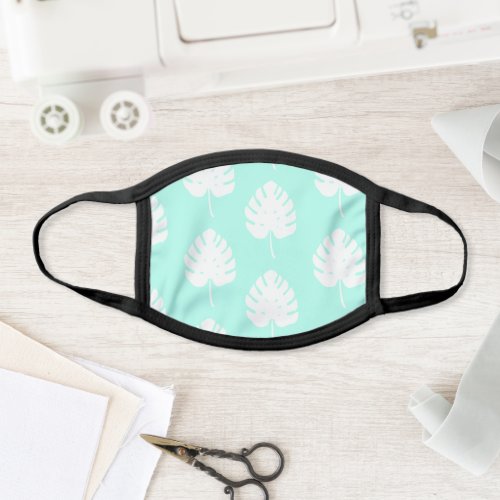 Monstera Leaf Tropical Pattern Water Green Face Mask