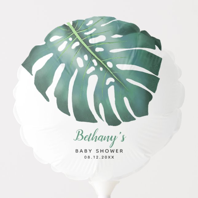 Monstera Leaf Tropical Theme Baby Shower Balloon (Front)