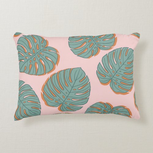 Monstera Leaf Tropical Vintage Pattern Accent Pillow