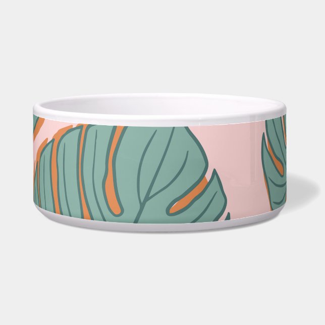 Monstera Leaf: Tropical Vintage Pattern Bowl (Front)