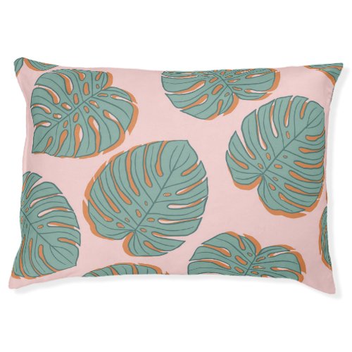 Monstera Leaf Tropical Vintage Pattern Pet Bed