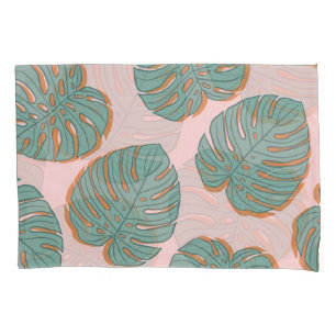 Monstera Leaf: Tropical Vintage Pattern Pillow Case