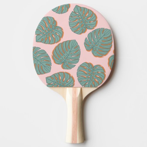 Monstera Leaf Tropical Vintage Pattern Ping Pong Paddle