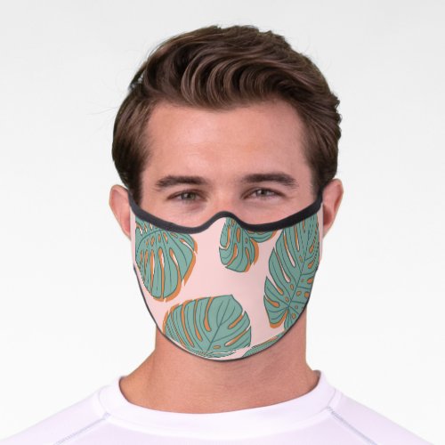 Monstera Leaf Tropical Vintage Pattern Premium Face Mask