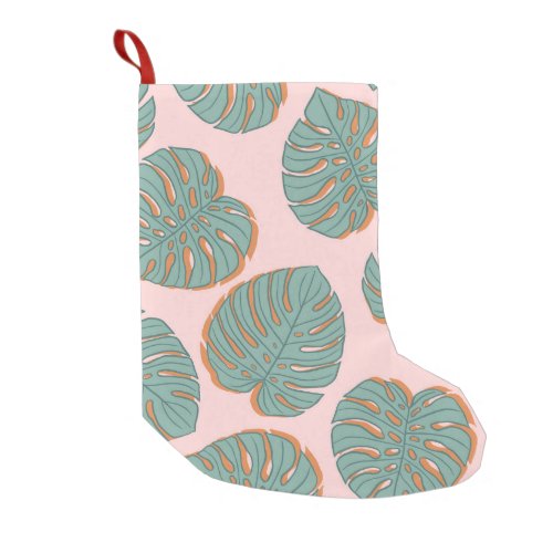 Monstera Leaf Tropical Vintage Pattern Small Christmas Stocking