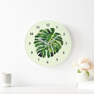 Monstera Leaf Wall Clock Green - Your Color