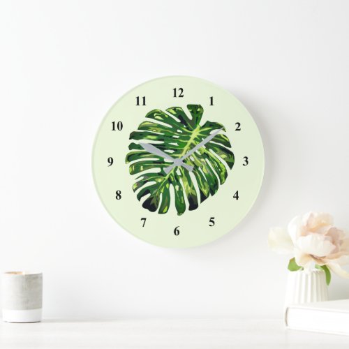 Monstera Leaf Wall Clock Green _ Your Color