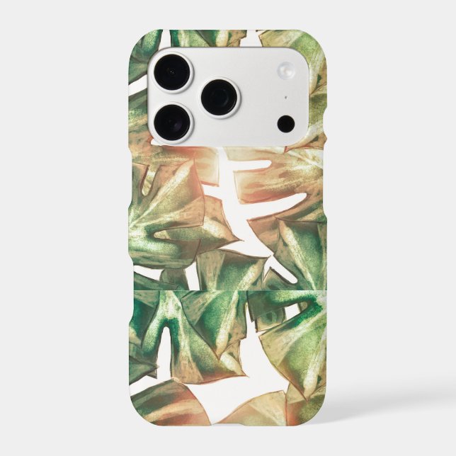 Monstera Leaf Watercolor Pattern – Lush Green Urba iPhone Case (Back)