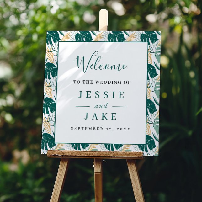 Monstera leaf Wedding Welcome sign (Monstera leaf wedding welcome sign.)