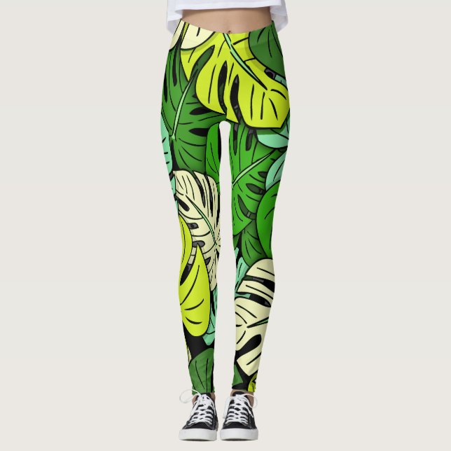 Monstera Leaves #3 Leggings (Front)