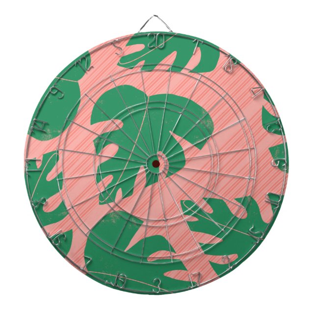 Monstera Leaves Abstract Streaks Pattern Dart Board (Front)