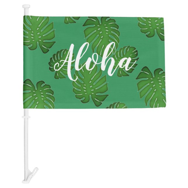 Monstera leaves  -  Aloha Car Flag (Front)