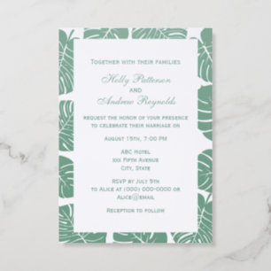 Monstera Leaves Background #2 Wedding Invitation