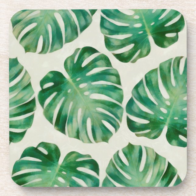 Monstera leaves beverage coaster (Front)
