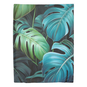Monstera Leaves Botanical Tropical Jungle Foliage Duvet Cover