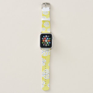 Monstera leaves, bright yellow background. apple watch band