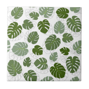 Monstera Leaves Ceramic Tile