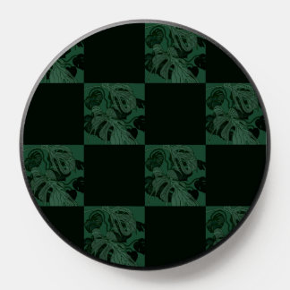 Monstera Leaves - Checkered Pattern PopSocket