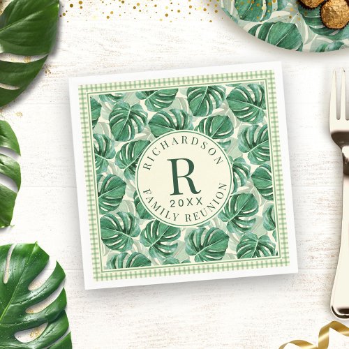 Monstera Leaves Family Reunion Party Napkins