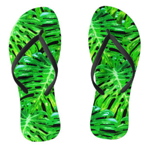 Monstera Leaves Flip Flops Green