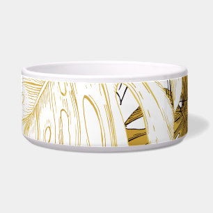 Monstera Leaves: Golden White Bowl