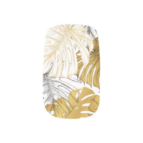 Monstera Leaves Golden White Minx Nail Art
