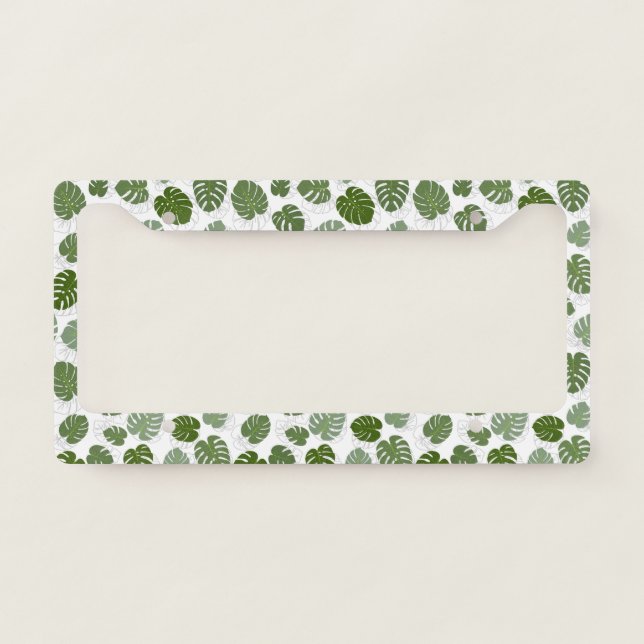 Monstera Leaves License Plate Frame (Front)