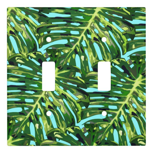 Monstera Leaves Light Switch Cover Tropical (Front)