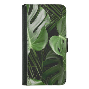 Monstera leaves, luxury tropical layout. samsung galaxy s5 wallet case