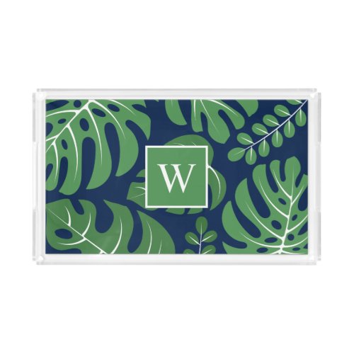 Monstera Leaves Monogrammed Acrylic Tray