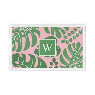 Monstera Leaves Monogrammed Acrylic Tray