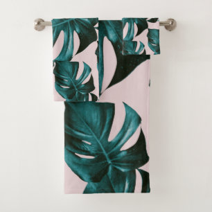Monstera Leaves Pattern #4 Bath Towel Set