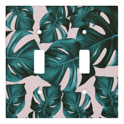 Monstera Leaves Pattern 4 Light Switch Cover