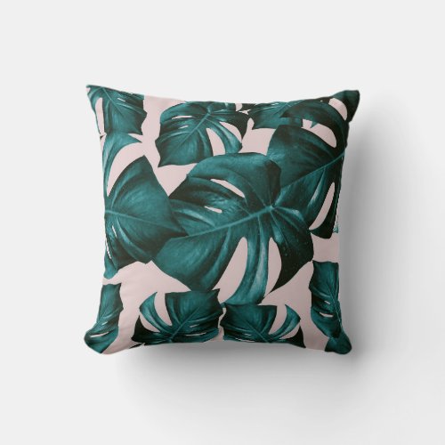 Monstera Leaves Pattern 4 Throw Pillow