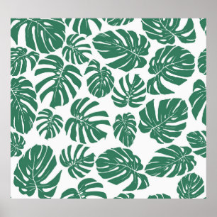 Monstera leaves seamless, decorative pattern. poster