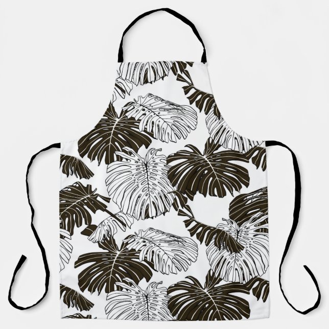 Monstera leaves seamless pattern apron (Front)