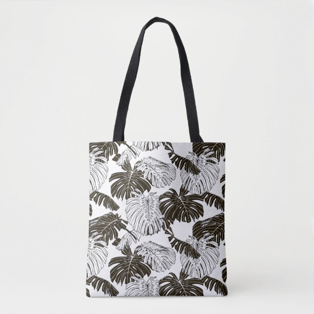 Monstera leaves seamless pattern tote bag (Front)