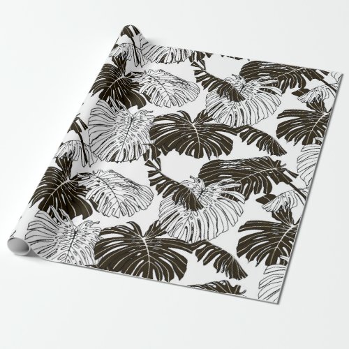 Monstera leaves seamless pattern wrapping paper