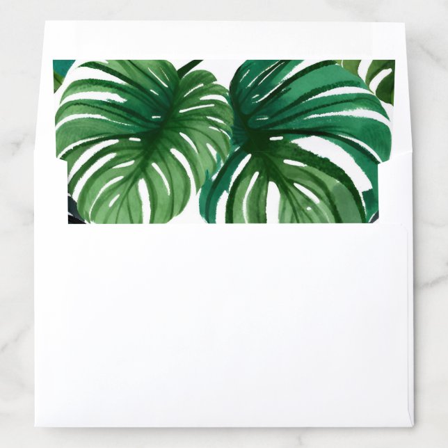 Monstera Leaves | Simple Modern Watercolor Envelope Liner (In Envelope)