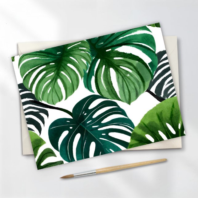 Monstera Leaves | Simple Modern Watercolor Postcard (Creator Uploaded)