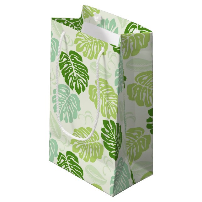 Monstera Leaves Small Gift Bag (Front Angled)