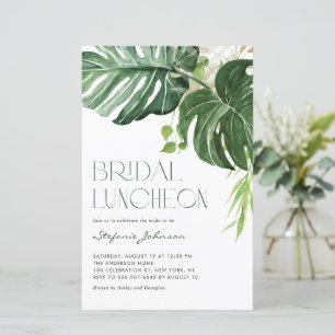Monstera Leaves Summer Bridal Luncheon Invitation