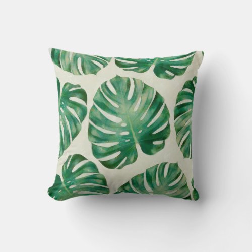 Monstera leaves throw pillow