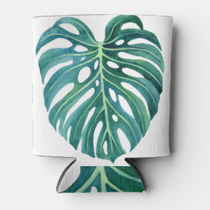 Monstera leaves, tropical foliage illustration can cooler