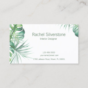 Monstera Leaves Tropical Return Address Business Card