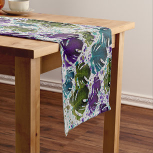 Monstera Leaves Tropical Short Table Runner
