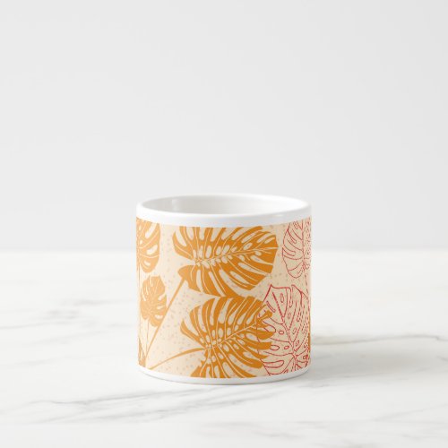 Monstera leaves tropical silhouette seamless espresso cup
