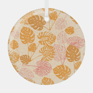 Monstera leaves: tropical silhouette seamless glass ornament